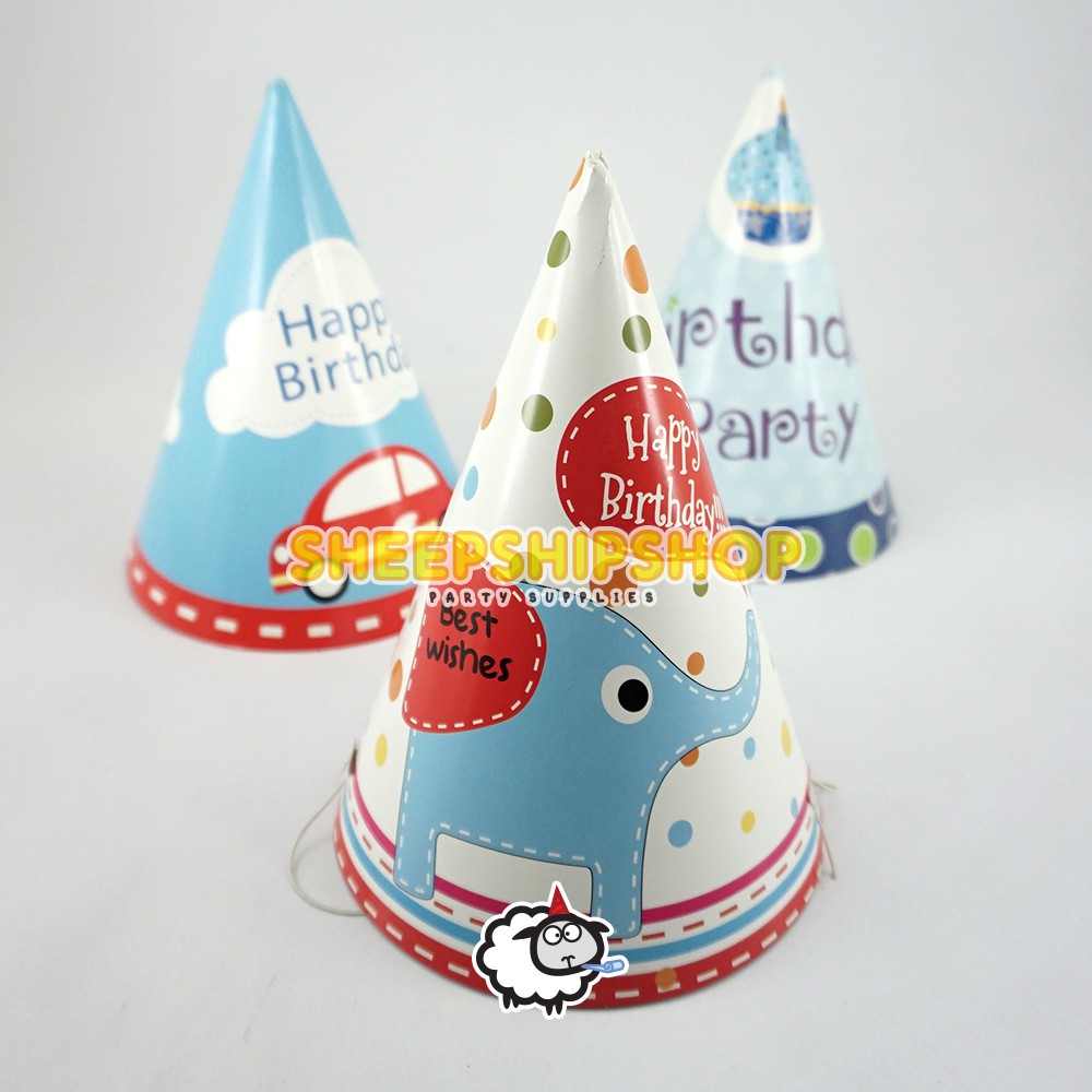 TOPI ULANG TAHUN KERUCUT BESAR ANAK Mobil Gajah Cupcake Cone Birthday