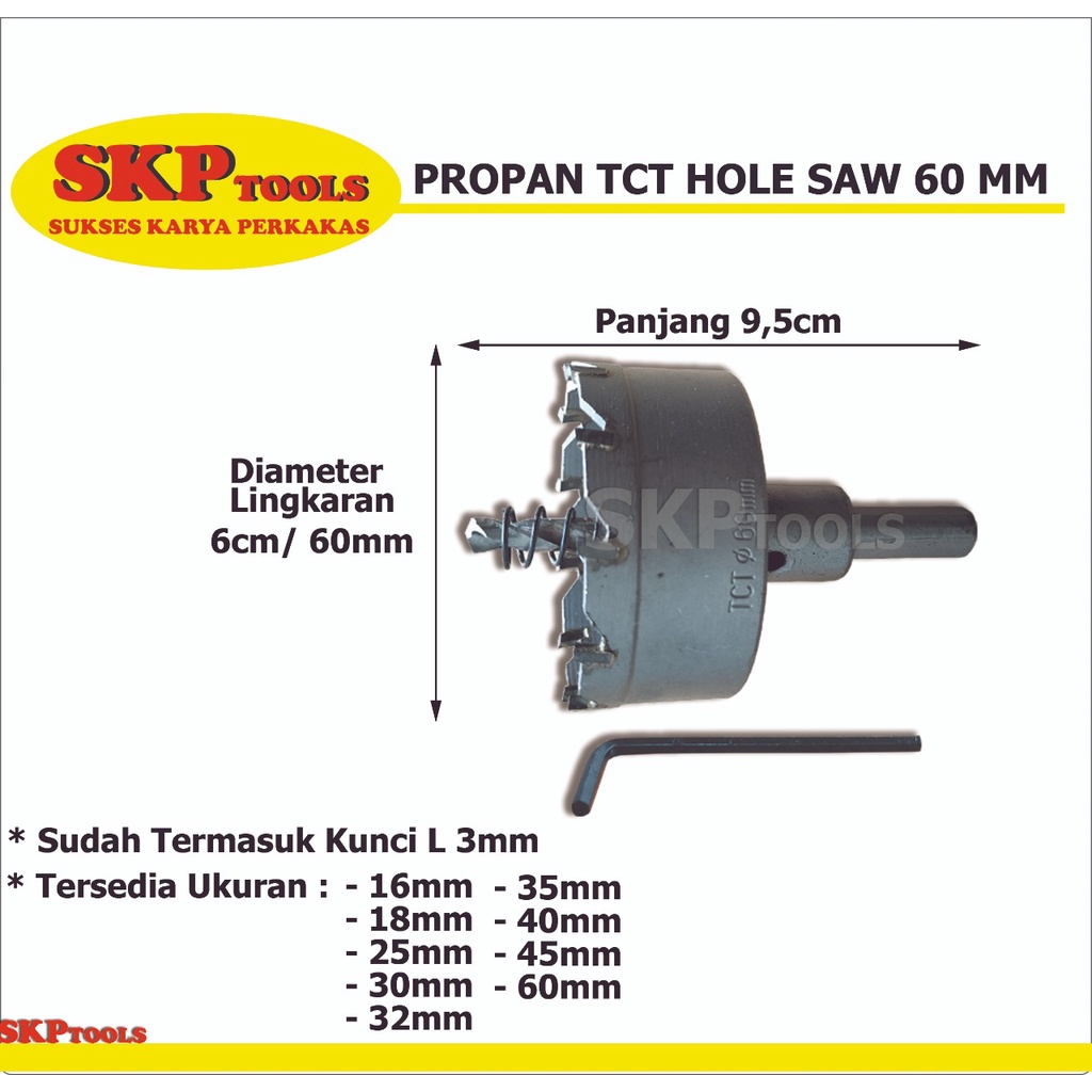 PROPAN TCT Hole Saw 60mm Alat Pembolong Stainless