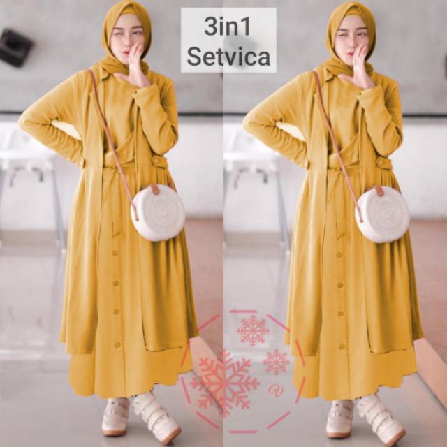 XC - Stelan Wanita 3IN1 SETVICA / Stelan Trendy Wanita / Stelan Muslim Wanita Model Casual Bingits