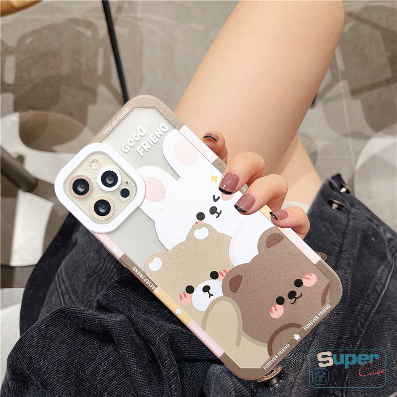 Casing Redmi10 A1 9A 9 9T 10C 9C Redmi Note10 10S 8 9s 9pro 9 11 11s 10 Pro Max Plus Nfc Poco M4 X3 Pro Nfc Poco M3 INS Kartun Lucu Beruang Transparan Case Soft Tpu Cover