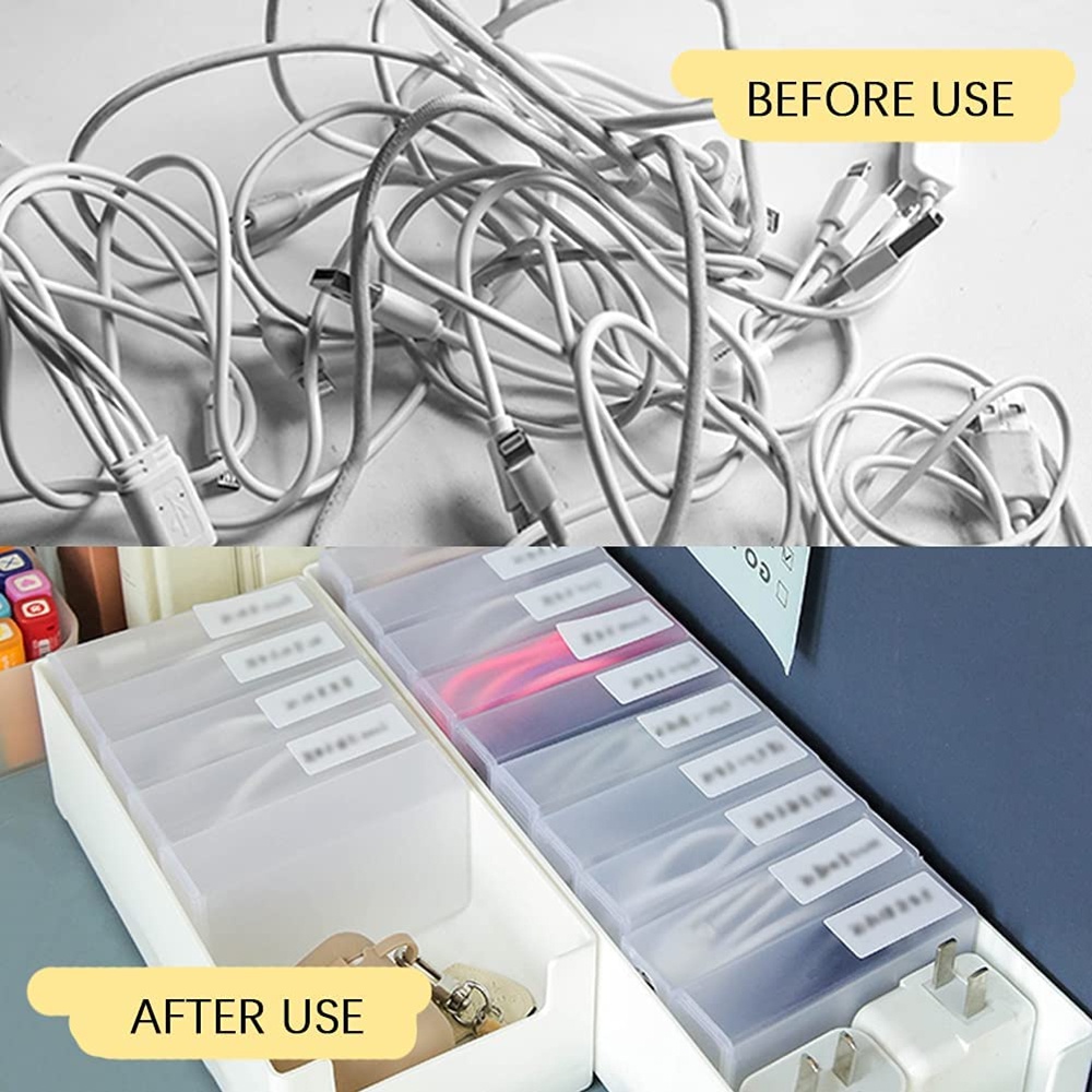 Cable Organizer Box Cord Storage Box with Tag Cable Management Office Desk Organizers for Headset Charger USB Cable