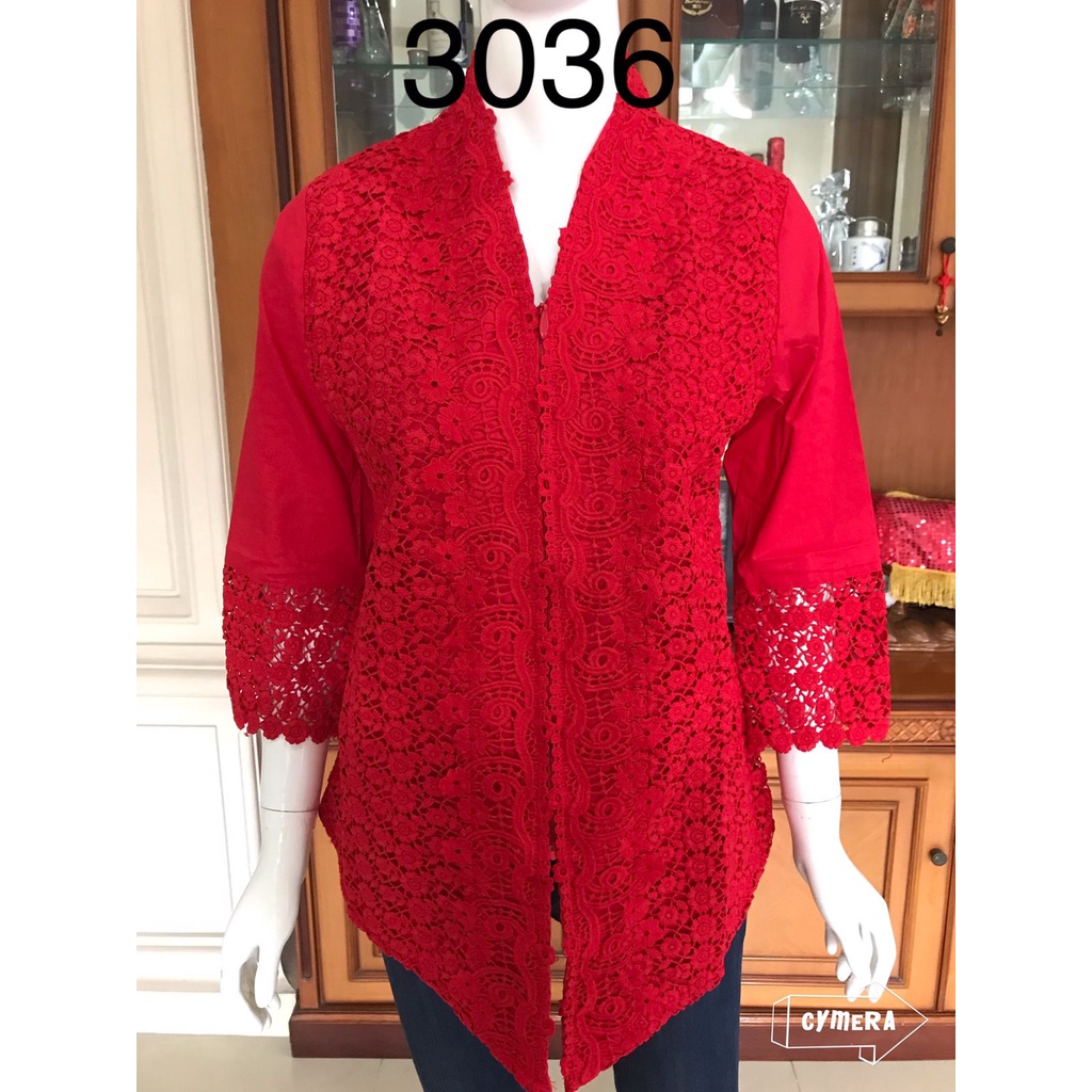 kebaya encim kebaya alexuez full brukat depan merah 3036/  0988
