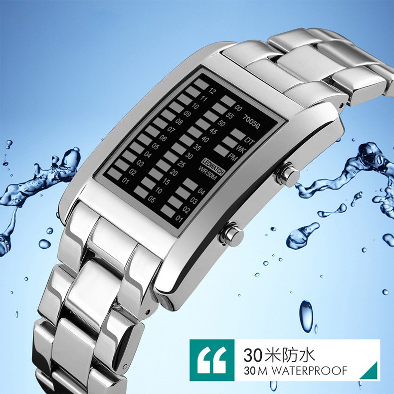 Jam tangan pria✨Logam LED Lantern Men's Watch Digital Watch Waterproof Olahraga Watch