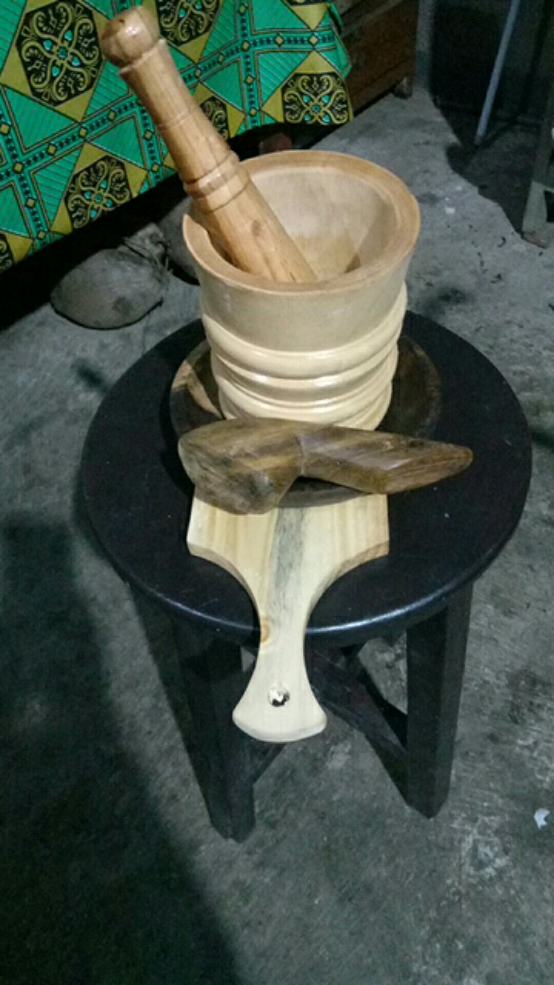 Cobek+uleg Kayu Sono Bulat 17cm