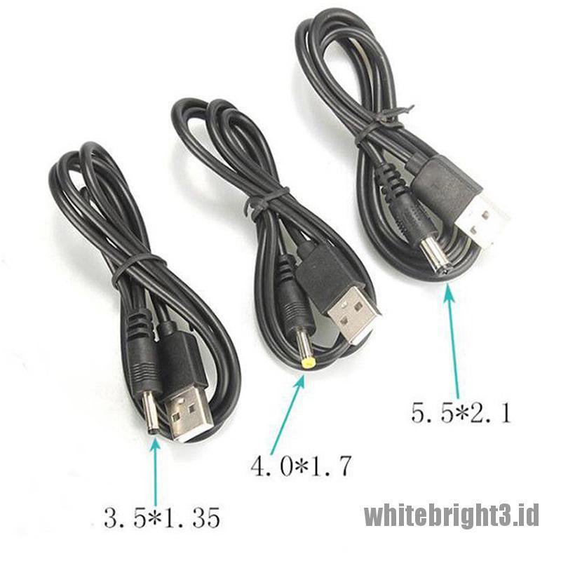 &lt; White3 &gt; Kabel Power DC Barrel Jack Konektor USB Port Ke 2.5 3.5 4.0 5.5mm 5V