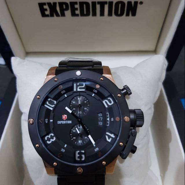 Jam tangan pria expedition e 6381m rantai black rosegold original E 6381M ORIGINAL BLACK ROSEGOLD