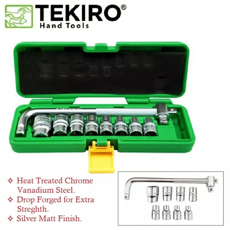 Tekiro hand socket set 10 pcs 1/2&quot; 8-24mm kunci sok set box plastik 6PT