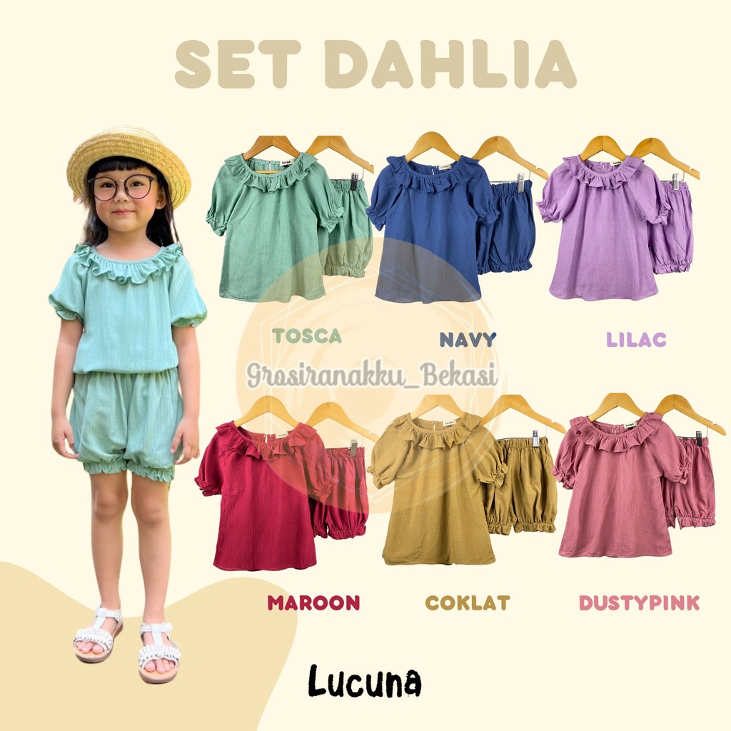 Setelan Anak Rayon Dahlia Lucuna Mix Warna Size 1-5 Tahun