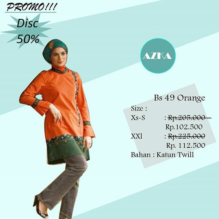 TUNIK AZKA DEWASA BS 49 ORANGE / TUNIK AZKA