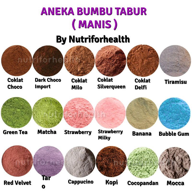 

(50gr) BUMBU TABUR MANIS Coklat Milo Silverqueen Mocca Taro Red Velvet Strawberry Oreo Matcha Alpukat