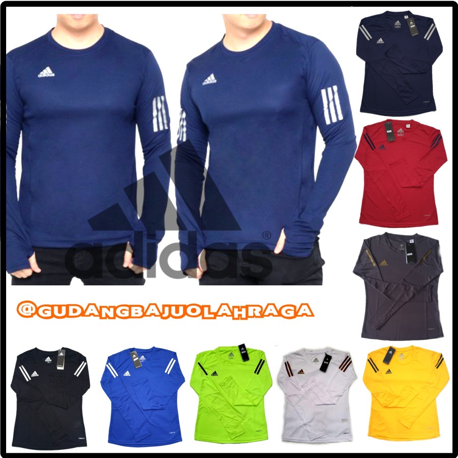 KAOS OLAH RAGA ADIDAS PRIA LENGAN PANJANG DRY FIT THUMBOLE