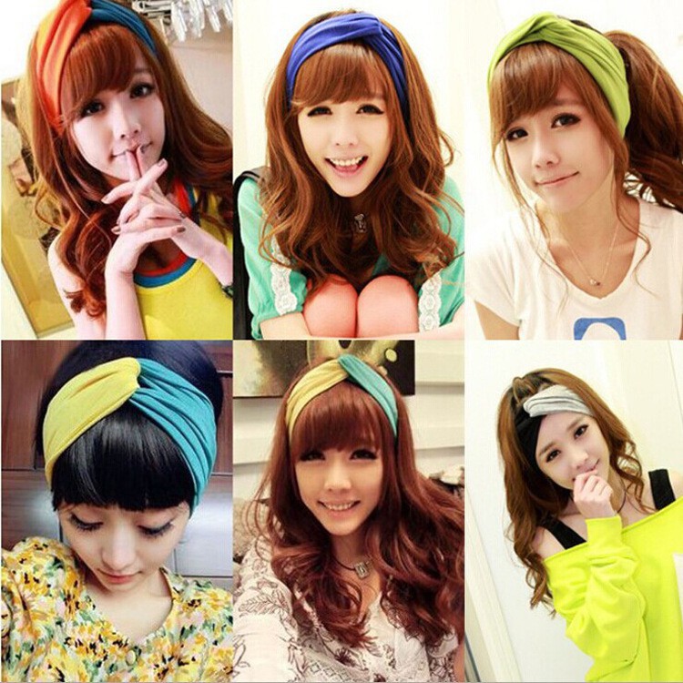 BANDANA SIMPUL DUA WARNA POLOS / BANDANA SIMPUL SILANG FASHION KOREA