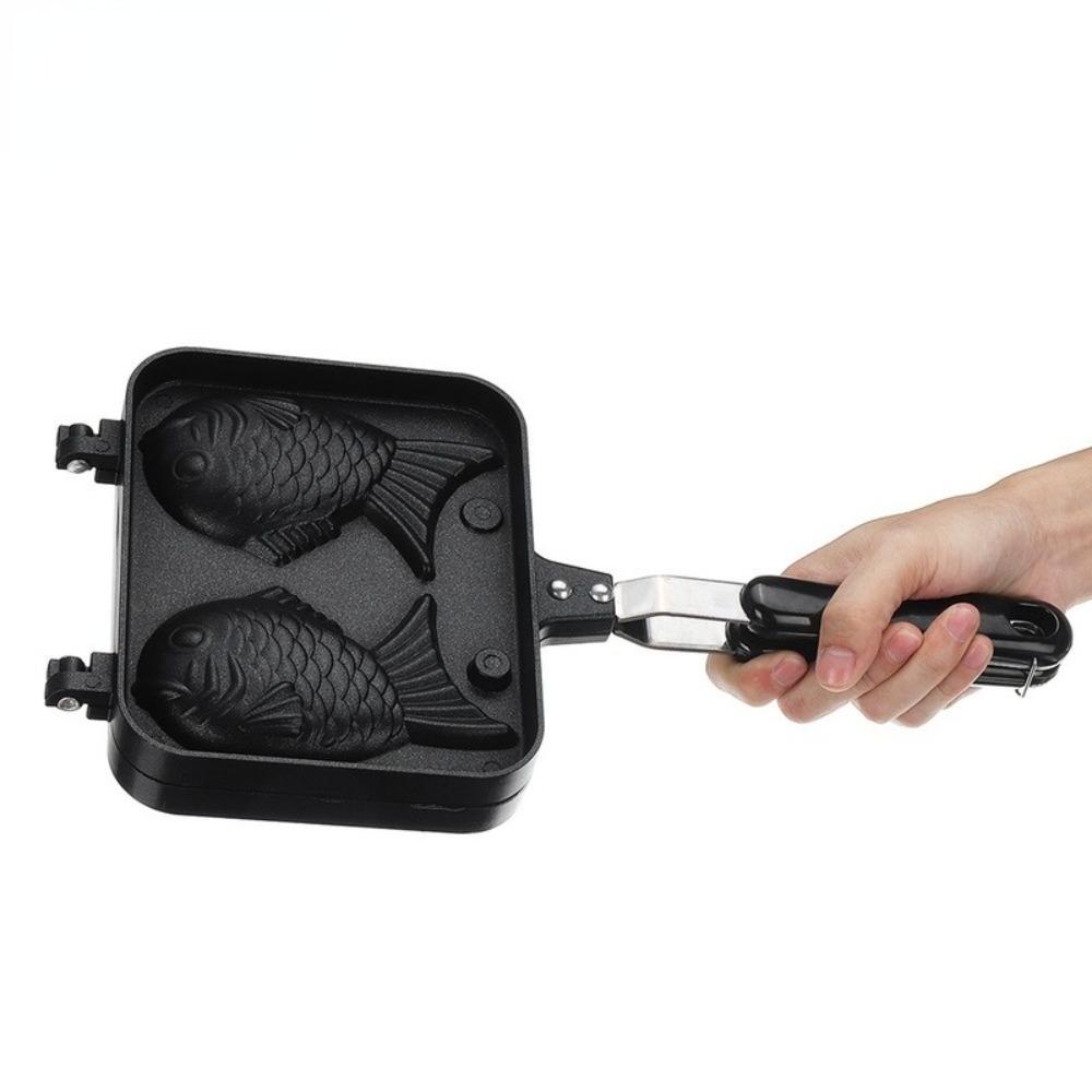 Solighter Kitchen Japanese Taiyaki Cetakan Waffle Double Pan Fry Pan Waffle Cake Maker Pan