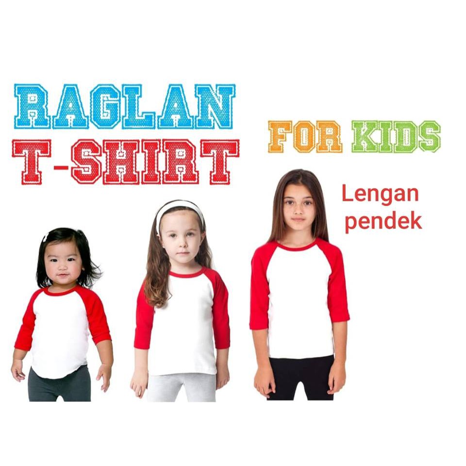 Kaos Raglan Polos anak / kaos raglan anak merah putih / kaos raglan / KAOS 17AN
