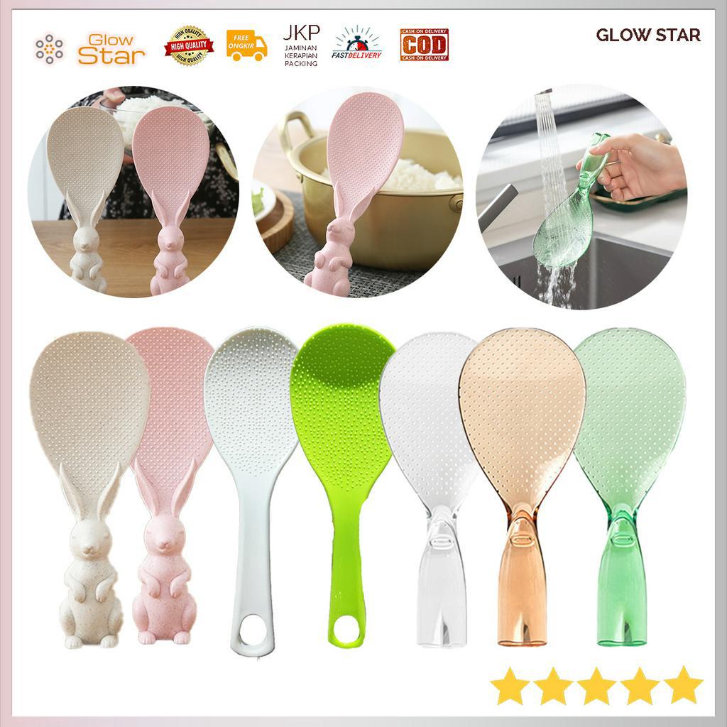 Sendok nasi, centong nasi anti lengket dan warna warni Creame Hijau keclinci lucu rice cooker pink
