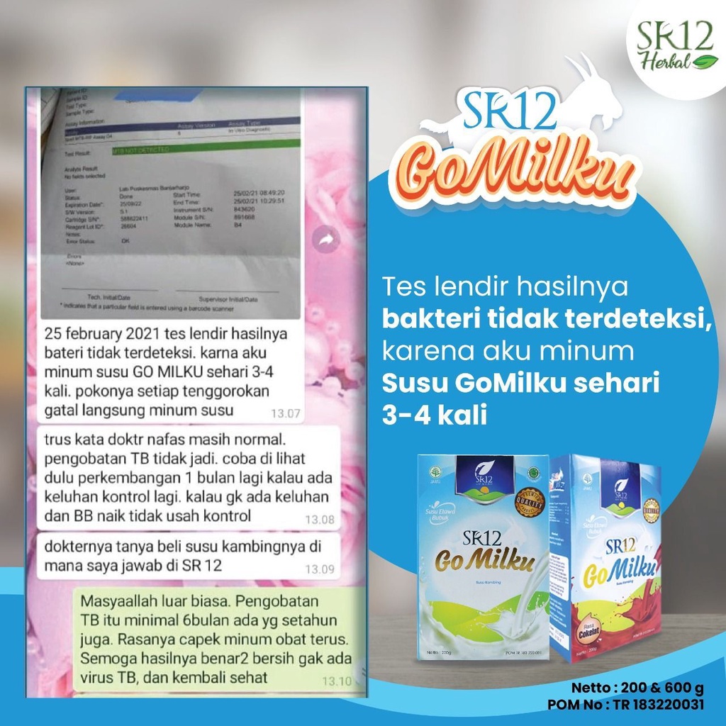 Susu Penggemuk Badan Gomilku SR12 / Pelancar Asi Susu Kambing Etawa Menaikan Berat Badan Meningkatkan kesehatan Tulang Susu Lansia / Mengurangi Kolestrol Darah / Mencegah Stress