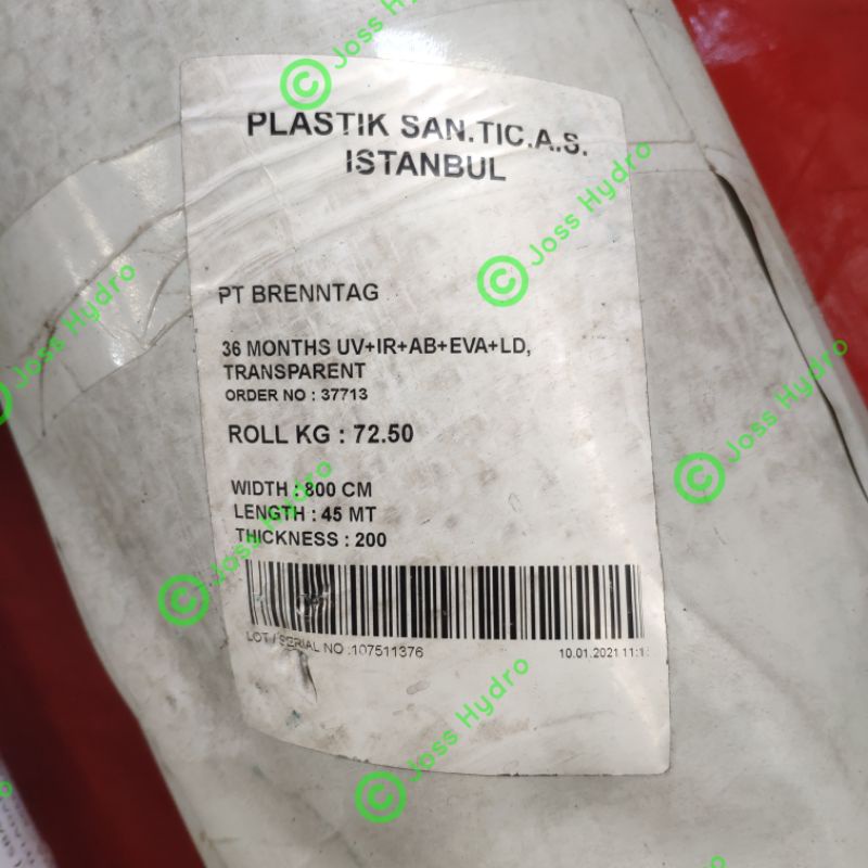 Plastik UV Vatan lebar rol 8 x 45 meter