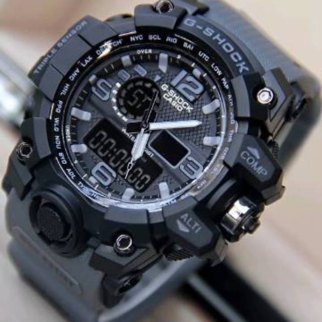 Jam Tangan Casio Gshock GWG1000 Water Resist Renang - Hitam tali Abu