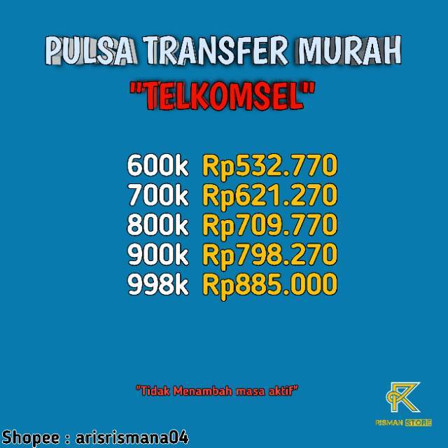 Pulsa Transfer Telkomsel, 600k-1jt