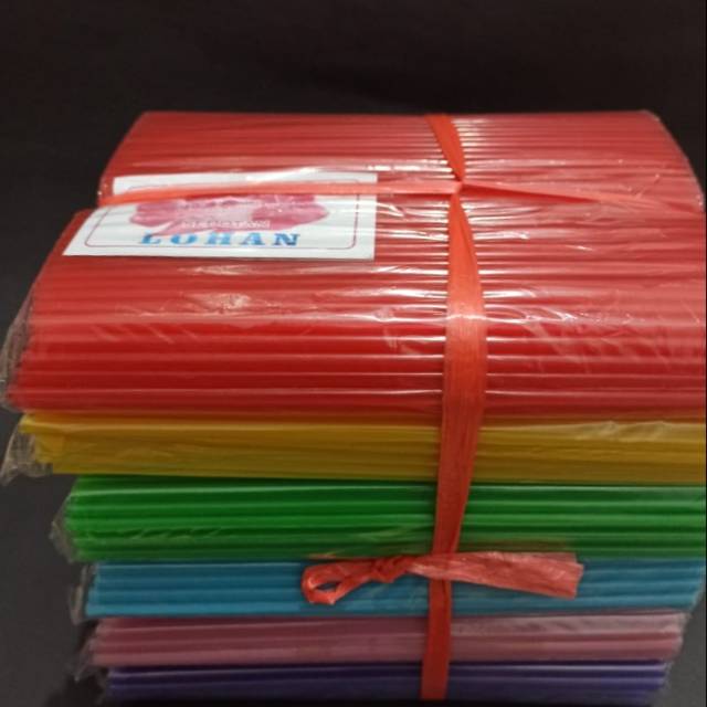 SEDOTAN PLASTIK WARNA WARNI BENING LOS 600 GRAM KILOAN DRINKING STRAW