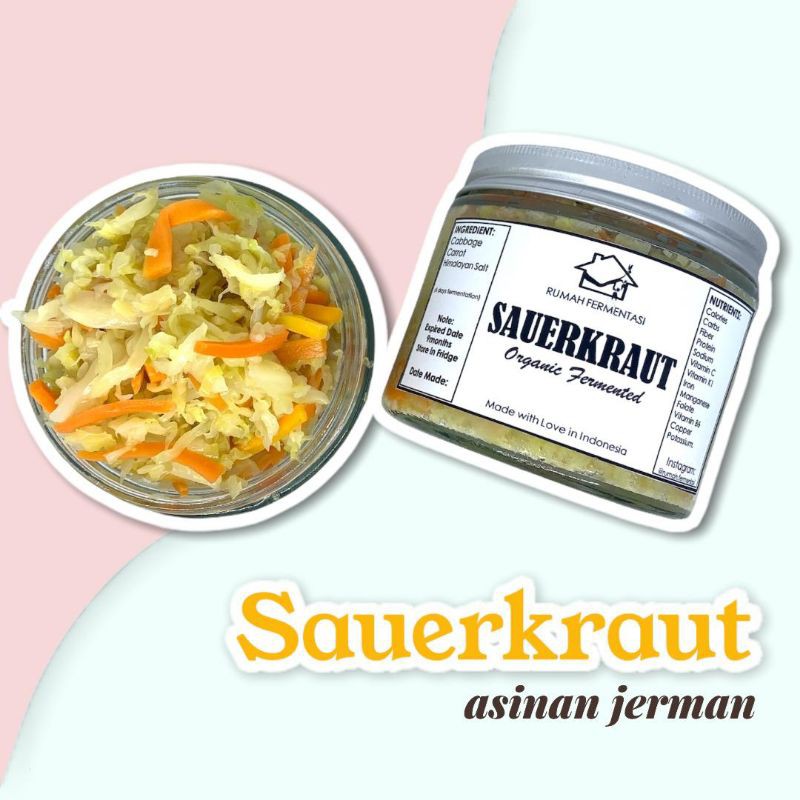 

500GR SAUERKRAUT MIX WORTEL JAR KACA - RAW - UNPASTEURIZED