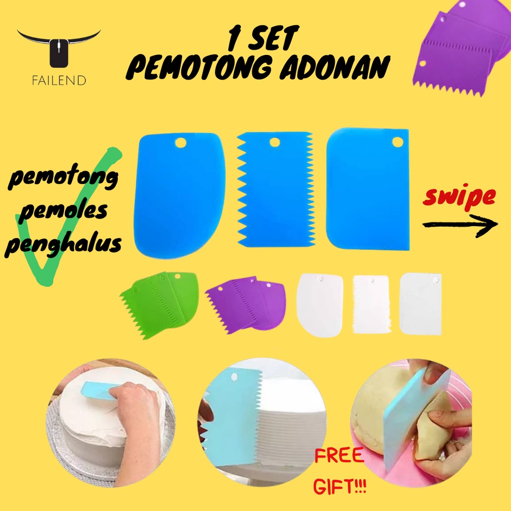 Pemotong Adonan Kue 1 set 3 pcs untuk Alat Dekorasi Roti