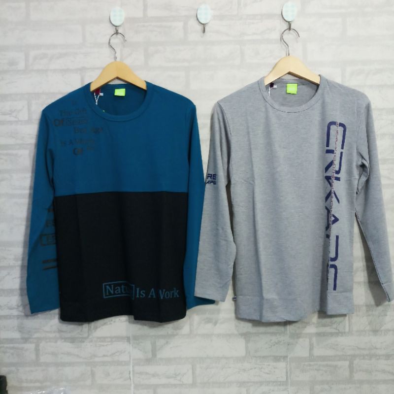 Grosir (2 pcs) Kaos Pria T-shirt Erkape Cowok Lengan Panjang