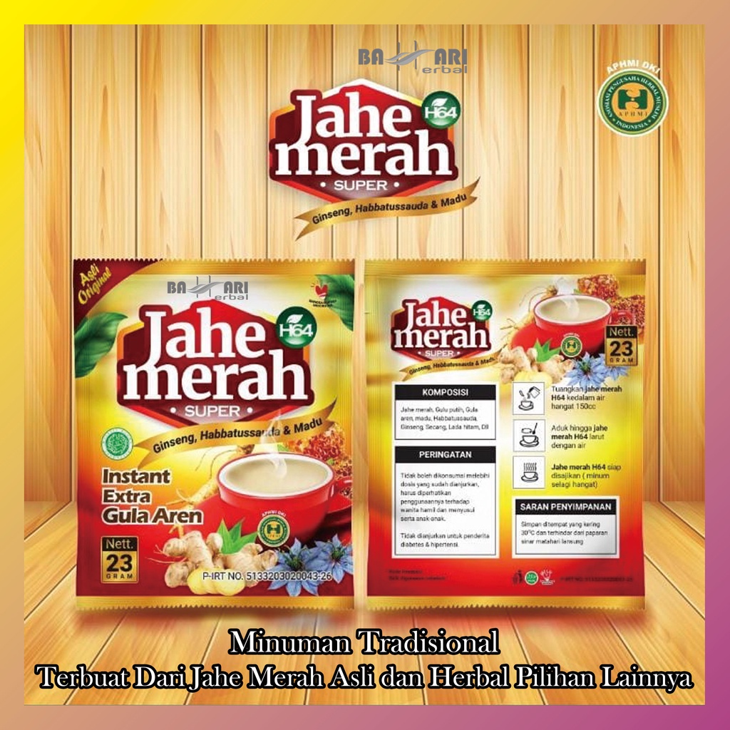 

Jahe Merah Super plus ginseng habbat madu H64 | Jahe Merah Instan extra Gula Aren [JUAL PER SACHET]