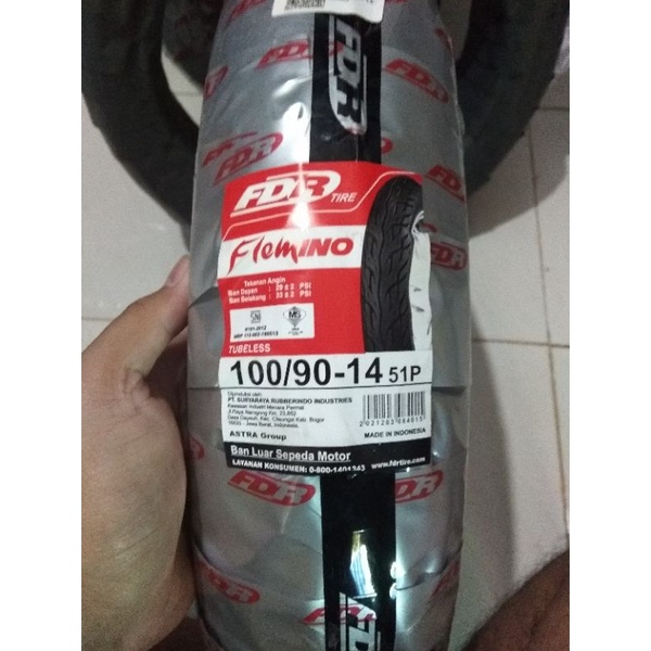 Ban FDR Flemino 100/90-14 Tubles - Ban Belakang Yamaha Lexi/Mio soul GT 125/Ban Belakang Honda Vario