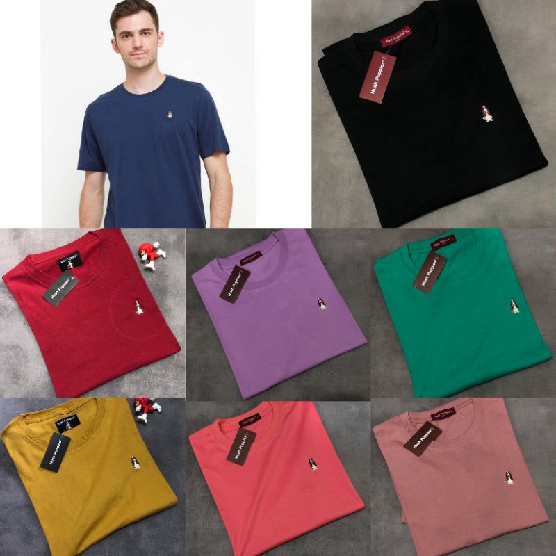 Kaos Hush Puppies Baju Hush Puppies Polos Lengan Pendek Pria Wanita Logo Bordir