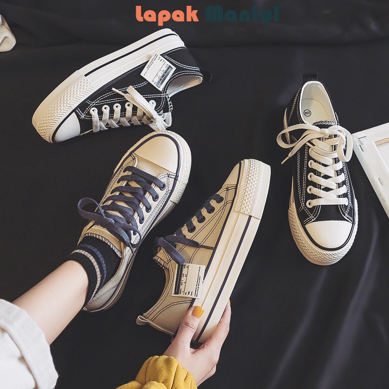 LM-0252 Sepatu Wanita Kanvas Original Sneakers Tali Outsole Tebal Tren Terkini Elegan Mewah Keren-Sepatu Sneakers Canvas Wanita  sytel Korea