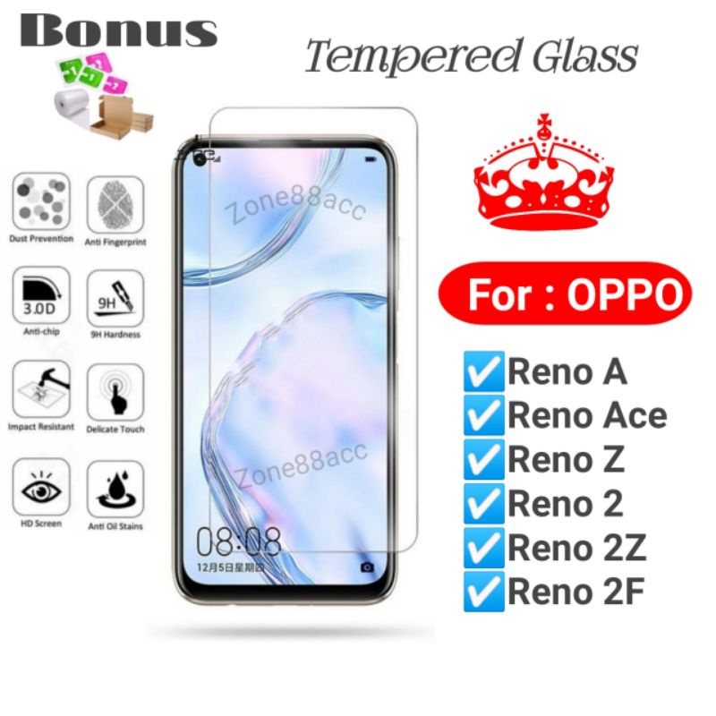 Antigores Tempered Glass Screen Guard protector Oppo Reno A Ace 2 Z 2z 2F TG Bening Antiblue Spy Blue light Full Garskin Lensa Lens Pelindung Layar 9D