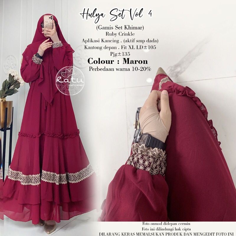 HULYA SET VOL 4 BY RATU CERUTY GAMIS + KHIMAR / HIJAB LD 105 PB 135 TERBARU TERMURAH PREMIUM