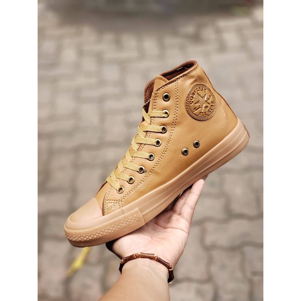 SEPATU CONVERSE ALLSTAR HIGH KULIT COKLAT 37-43 SEPATU PRIA WANITA MURAH PREMIUM SEPATU COUPLE