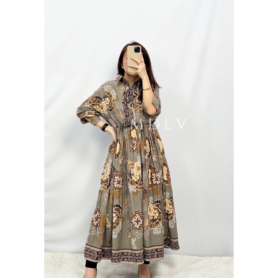 MDLV ~ 23380 GRAY MAXI DRESS MAXI GAMIS MAXI DRESS PREMIUM FASHION MUSLIM FASHION IMPORT