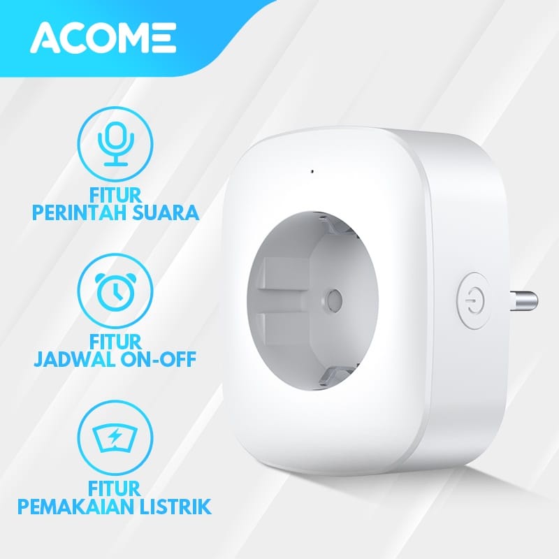 ACOME Smart Socket ASS01 Colokan steker Stop kontak Aplikasi-Original garansi 1 tahun