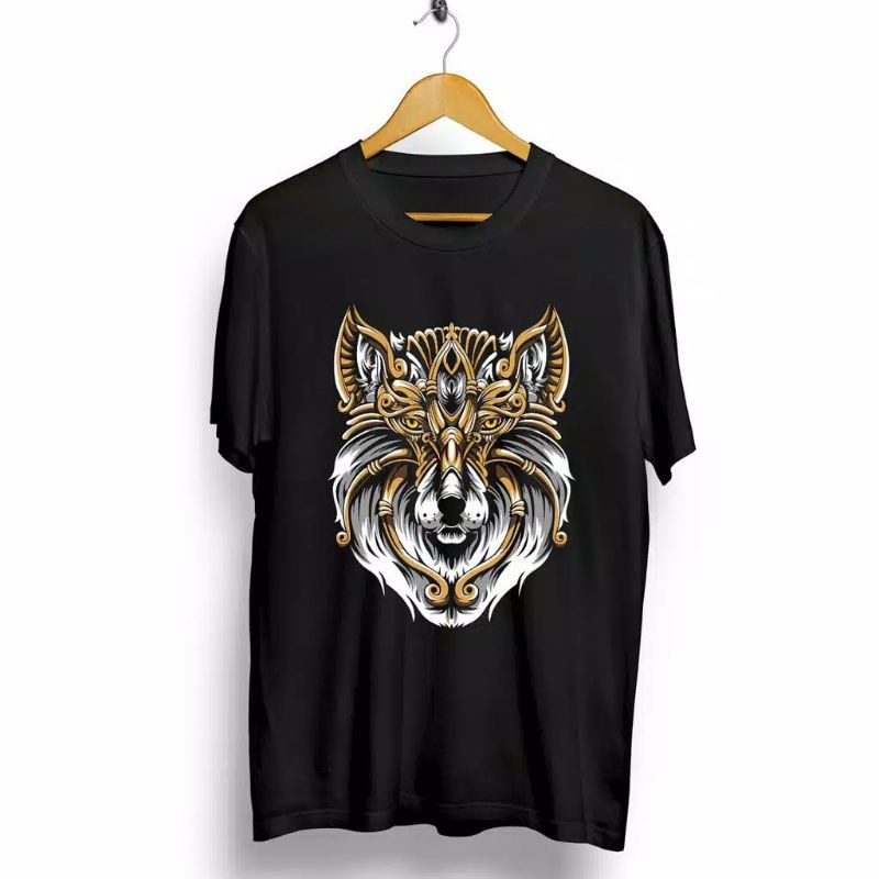 fourfashion - Kaos Pria  Kaos Distro WOLF MASK Black CN759