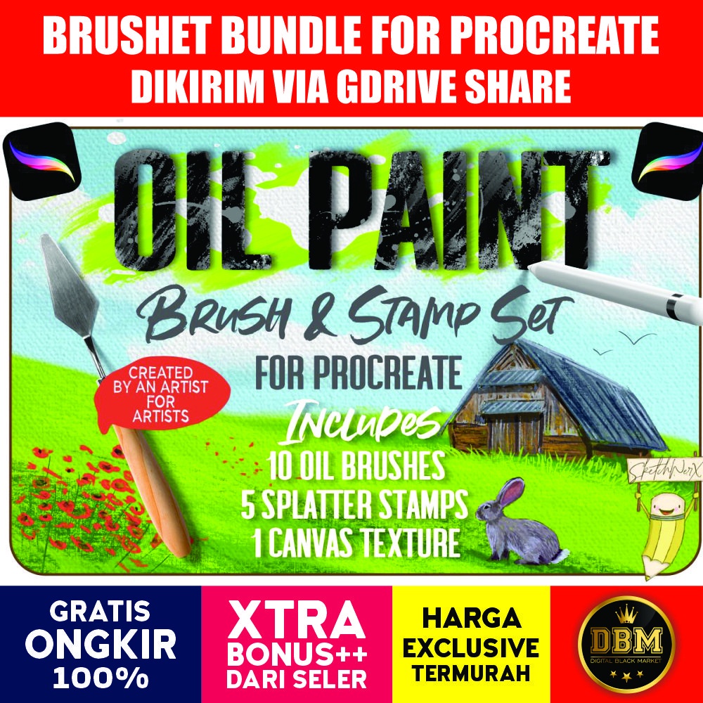 Oil Paint Brush and Stamp for Procreate