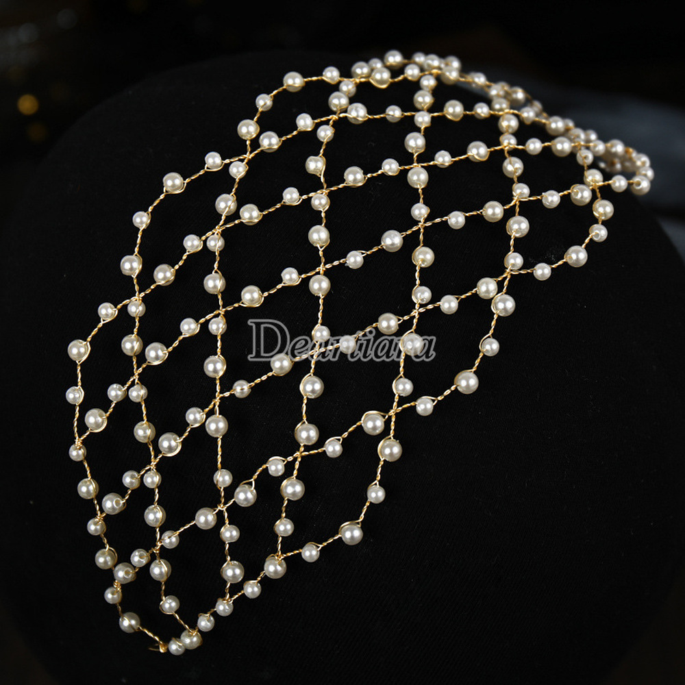 New Mesh Bridal Pearl Hairband Headdress, Wedding Dress Accessories, French Elegant Bridal Jewelry