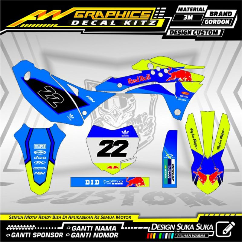 Decal Stiker KLX Gordon Biru Stabilo Full Body