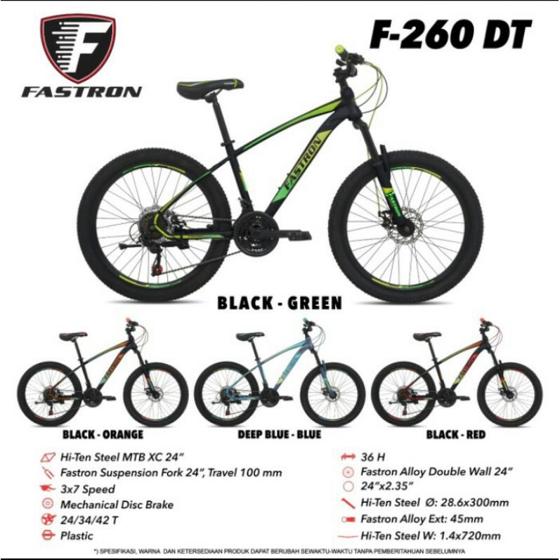 Sepeda Gunung / MTB 24" Steel Fastron F260 DT (3x7 - MD)