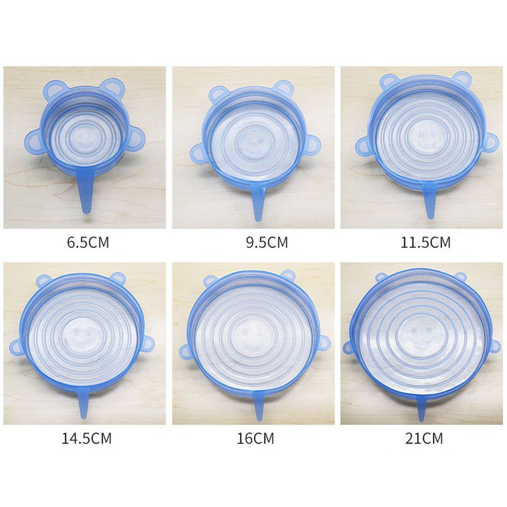 FYGALERYSURABAYA  HL0099 Penutup Makanan Silikon 6 In 1 Elastis Food Cover Silicone Mangkok Gelas Reusable