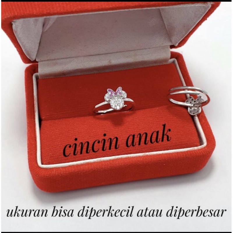 Cincin anak minnie mouse cincin anak perak 925 lapis emas putih S273