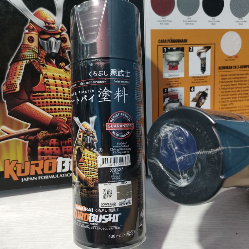 Samurai Paint Pilox Pilok Samurai Xirallic Blue X933 933 Xiralic Biru X-Blue 400ml Cat semprot Aerosol 400 ml ini