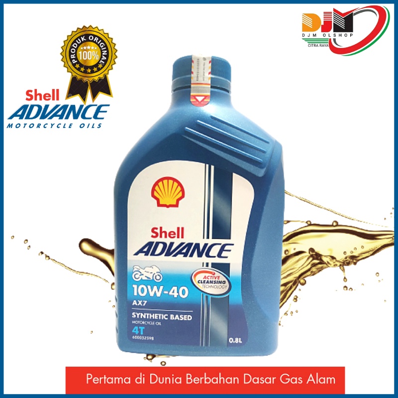 Oil Shell Adance AX7 4T synthetic based motorcycle oil 10W40 800ML Original