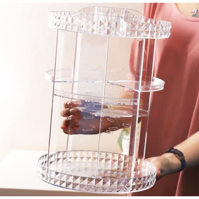 RAK KOSMETIK ACRYLIC PUTAR 360 DERAJAT DIAMOND - RAK MAKE UP - ORGANIZER MAKEUP