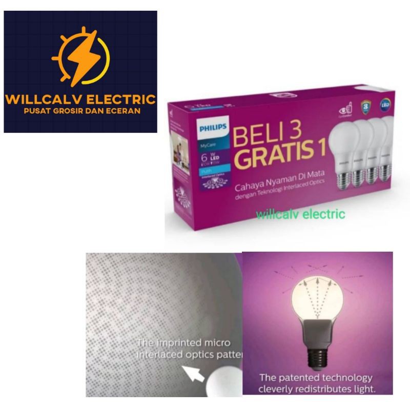 LAMPU LED PHILIPS PAKET ISI 4 PC 6W 6WATT 6 WATT - LAMPU LED PHILIPS MULTIPACKS 6W 6WATT 6 WATT