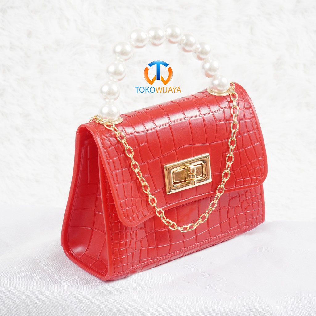 Tas Jelly Mini Croco Pearl | Tas Jelly Glossy Motif Croco Import | Tas Jelly Mini Rubber