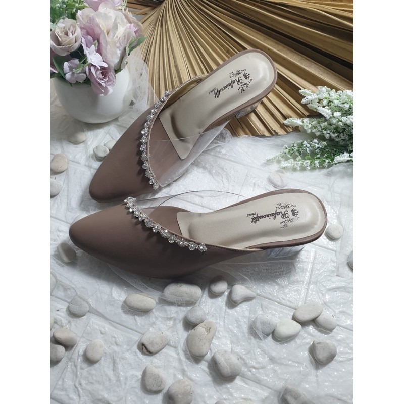 sepatu amoura mocca tinggi 5cm kaca