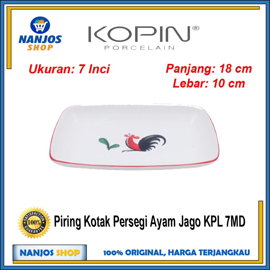 Kopin Piring Keramik Kotak Persegi Panjang Kukuruyuk Ayam Jago Kpl 7md murah